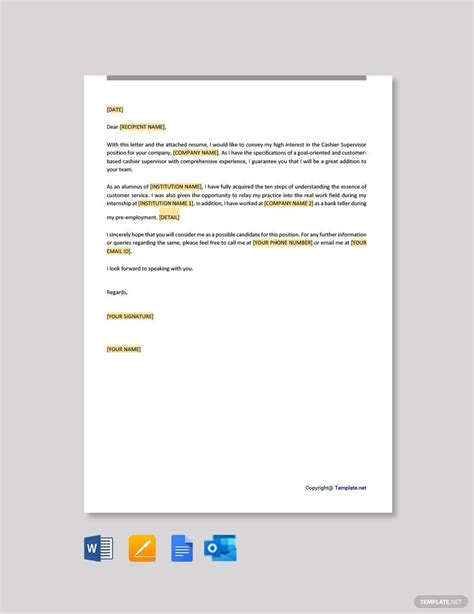 Supervisor Cover Letter Template PDF